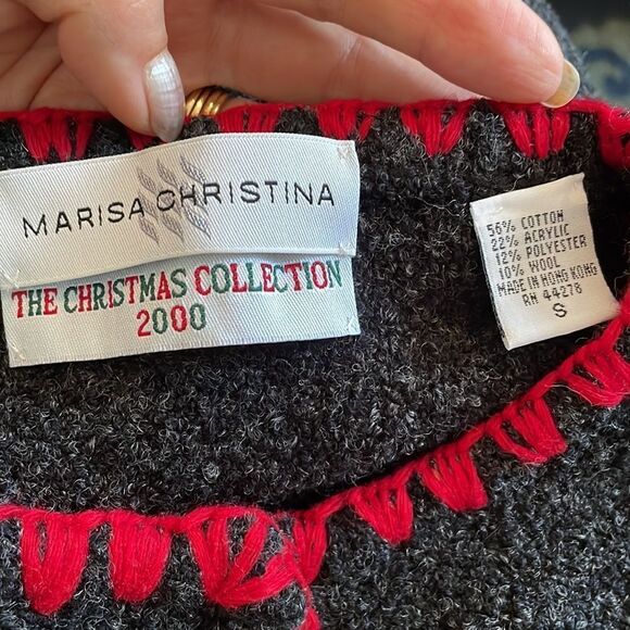Vtg 2000 Marisa Christina (The Christmas Collection) Scottie dog cardigan - Picture 11 of 12